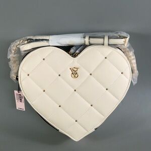 Victoria's Secret White Quilted Heart Crossbody Bag